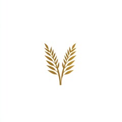 Golden wheat branches icon centered against white background for use in design or agriculture