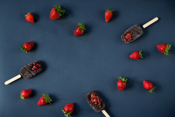 chocolate ice cream with strawberries