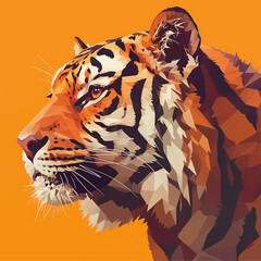 Tiger head creative illustration graphic design. Tiger concept poster. Digital raster bitmap. AI artwork. 