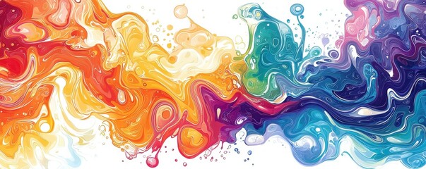 Fototapeta premium Vibrant abstract artwork with colorful swirling patterns on white