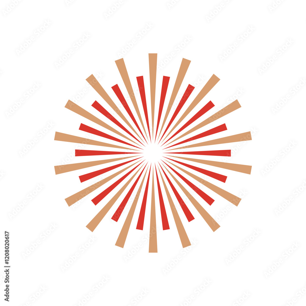 Poster Chinese firework spark in flat design. Abstract geometric exploding light. Vector illustration isolated.