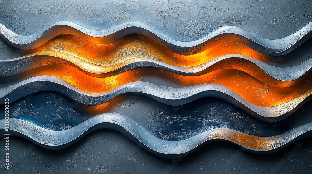 Poster dynamic waves of light and texture abstract art installation modern gallery creative environment clo