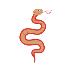 Chinese gold snake in flat design. Oriental new year holiday symbol. Vector illustration isolated.