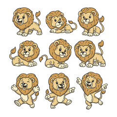 Cute Lion Doodle Style Illustration