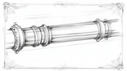 Ornate Industrial Pipe Design Sketch Architectural Detail