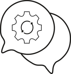 Speech Bubble with Gear Icon – Ideal for Customizable Chat Apps, Communication Tools, and Messaging Settings