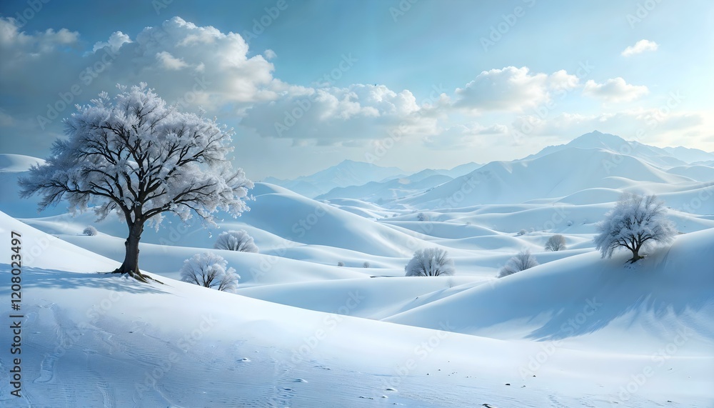 Aufkleber artistic rendering of a tranquil snowy landscape with smooth pristine hills