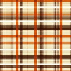 Orange and Brown Plaid Pattern Seamless Textile Background