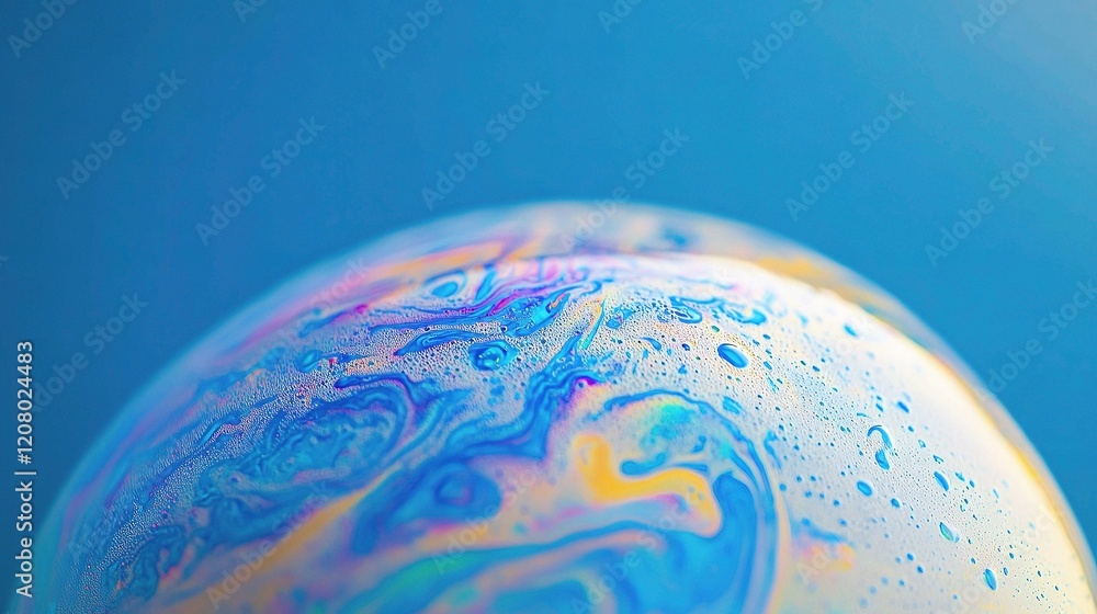 Poster Iridescent Soap Bubble Foam with Detailed Colors and Patterns
