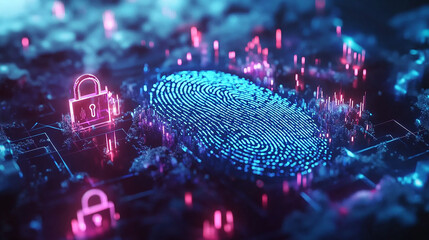 An abstract visual of a digital fingerprint scan in background ai generated