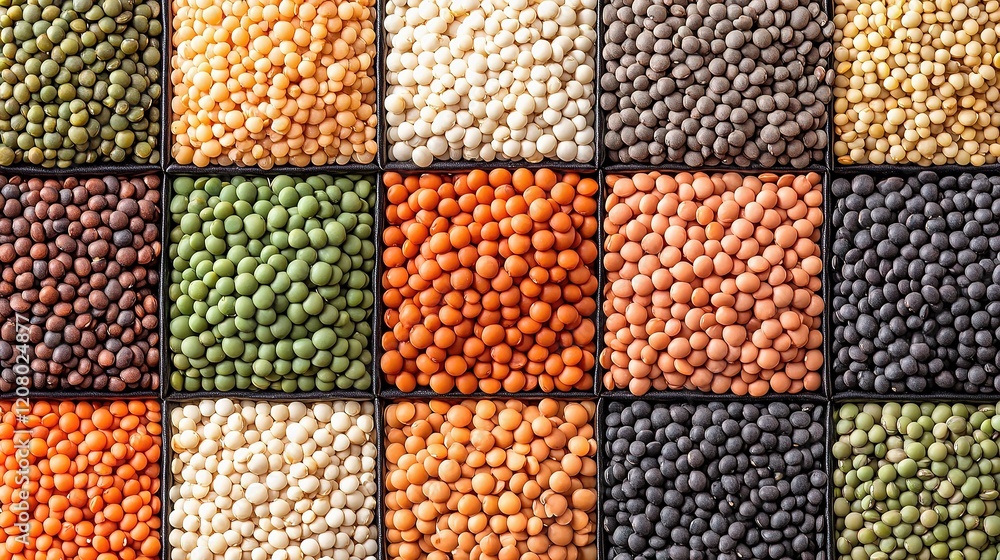 Poster neatly arranged lentils isolated on transparent background