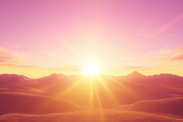 Obraz premium breathtaking sunset over mountains, showcasing vibrant pink and orange gradients in sky, creating serene and peaceful atmosphere