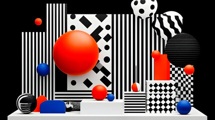 Abstract 3D Red and Blue Sphere  Illustration