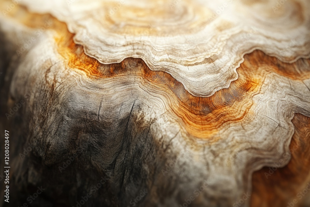 Poster close-up of wood grain showing intricate patterns and textures, with warm and cool tones.