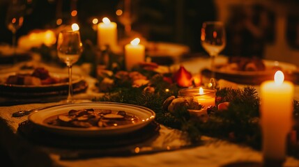 Obraz premium table with christmas decorations