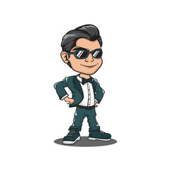 Cartoon illustration of a man wearing glasses and a suit and tie