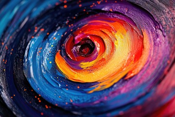 Abstract swirling vibrant colors, a dynamic interplay of blues, purples, oranges, and reds creating...