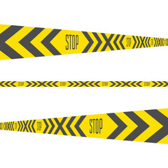 Police line or danger tapes. Do Not Cross lines template. Black and yellow stripes.