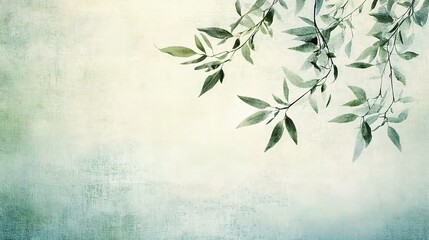 Serene Nature Background with Soft Green Leaves and Subtle Texture
