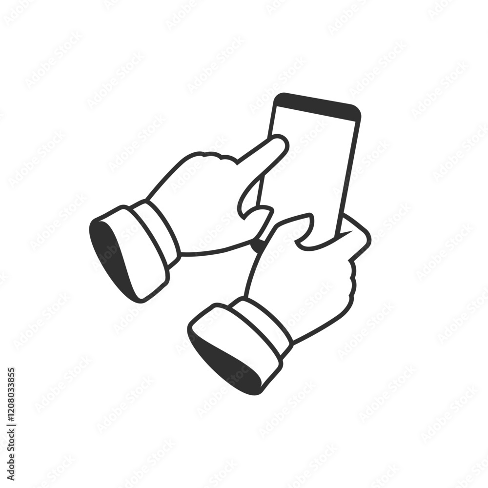 Poster touch screen icon. pointing of finger on the touch screen of the smartphone. touching display by fin