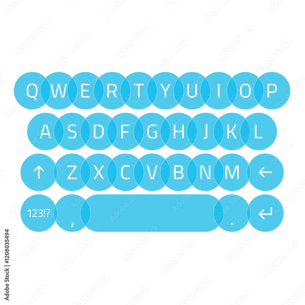 Poster modern keyboard of smartphone, alphabet and numbers buttons. qwerty keyboard set. mobile phone keypa