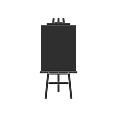 Wooden Easel icon. Paint desk and white paper Isolated on background. Blank canvas on painting easel.