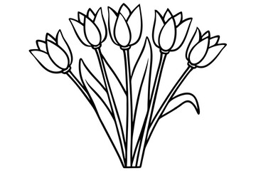 Elegant Tulip Bouquet Line Art Collection set
