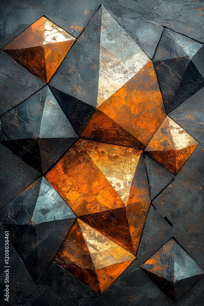 Poster dynamic geometric composition abstract art textured background modern design close-up perspective