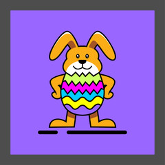 A cartoon-style rabbit with orange fur, large ears, and a cheerful expression