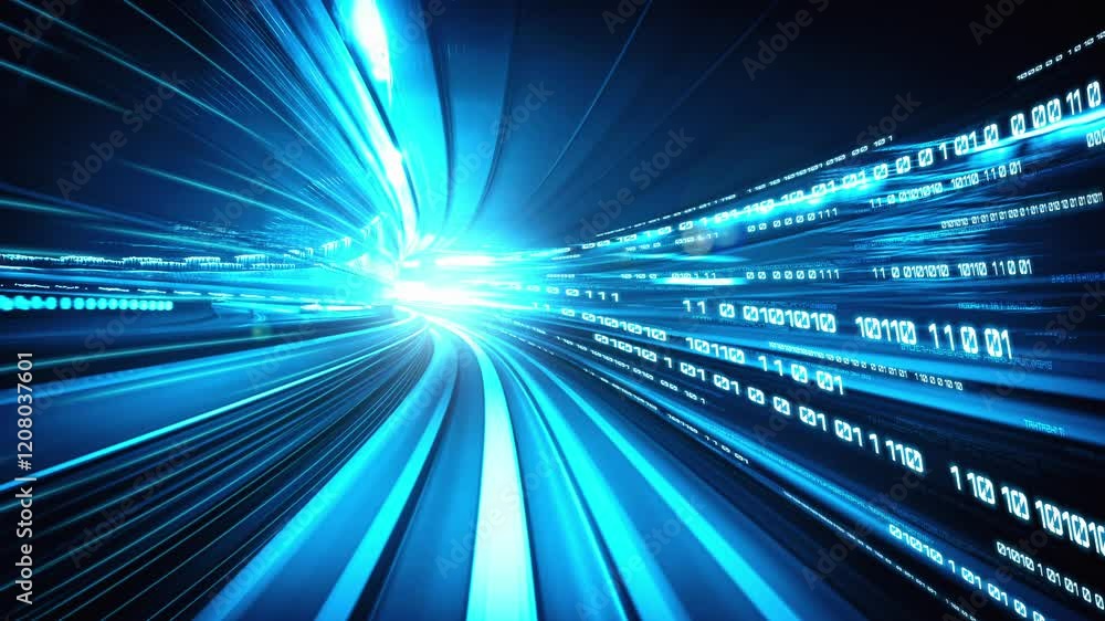  digital data flow on road in concept of cyber global communication and coding with graphic creating 