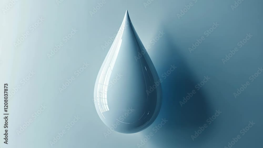 Poster water droplet suspended in soft light casting delicate shadow on smooth surface in tranquil setting