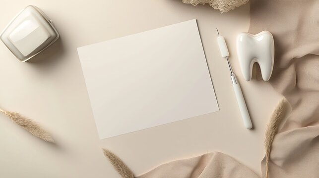 A dental appointment card on a light background, area for text