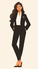 Fototapeta premium Flat vector illustration of business woman. Office worker. Entrepreneur. Director. Beautiful female.