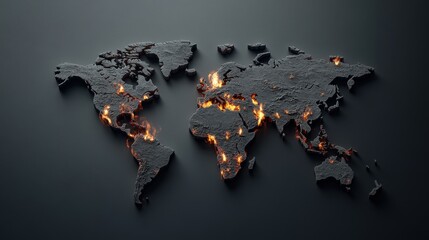 Harmonious world map created with vibrant fire in stunning 8k high-definition display