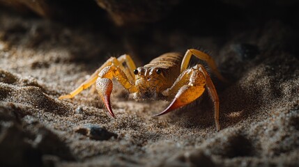 Desert Scorpion Close Up: A Detailed Look at an Arachnid in its Sandy Habitat