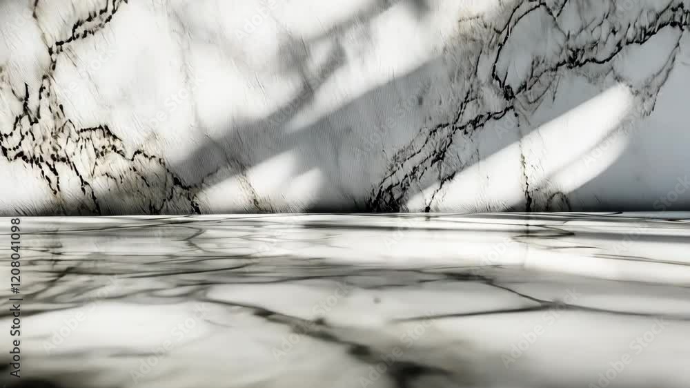 Poster marble surface with dramatic shadows showcasing intricate patterns and textures in a well-lit enviro
