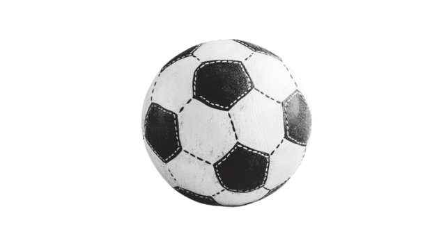 Classic black and white soccer ball design. isolated on transparent background.	