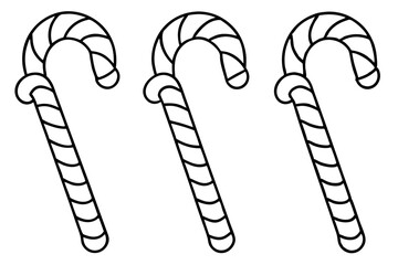 Holiday-Themed Candy Cane Line Art Set