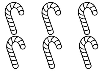 Holiday-Themed Candy Cane Line Art Set