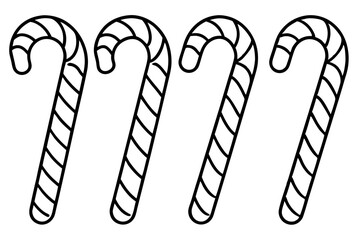 Holiday-Themed Candy Cane Line Art Set