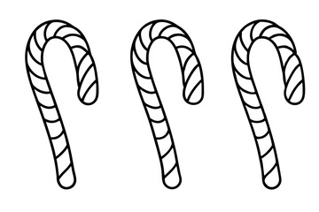Holiday-Themed Candy Cane Line Art Set