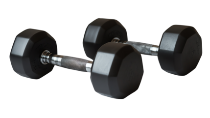 Compact dumbbells for effective strength training.  isolated on transparent background.	