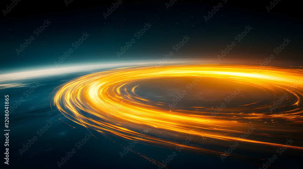 Poster a vibrant energy field where space-time appears to warp and stretch, with neon lines and curves bend