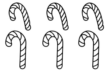 Holiday-Themed Candy Cane Line Art Set