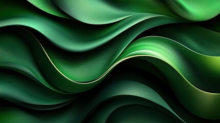 Obraz premium Emerald green waves flow, abstract background, digital art, website banner