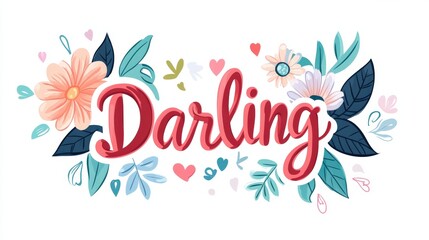 Darling floral design with hearts and leaves