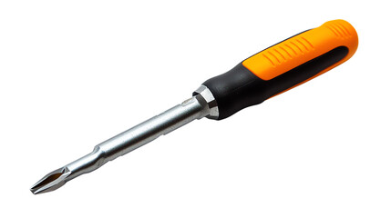 Fototapeta premium Orange handled screwdriver tool for fixing items. isolated on transparent background. 