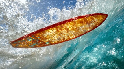Obraz premium Surfboard Ride: Ocean Wave Action Photography