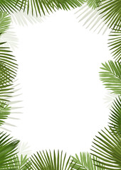 Minimalistic vertical botanical border featuring hand-drawn palm leaves, perfect for tropical-themed templates, invitations, greeting cards, and elegant designs. 