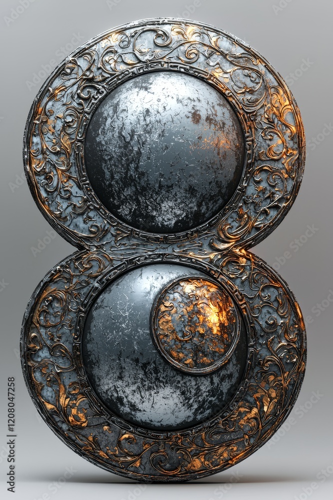 Aufkleber intricate metallic artwork displaying unique design elements studio environment high-resolution phot